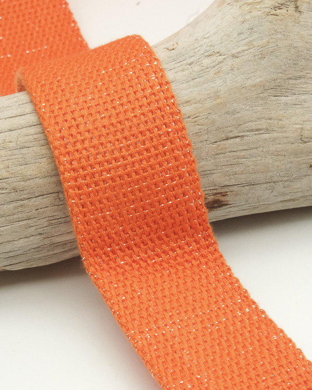 Sangle Coton Lurex Argent 30MM Orange - Maison Klem